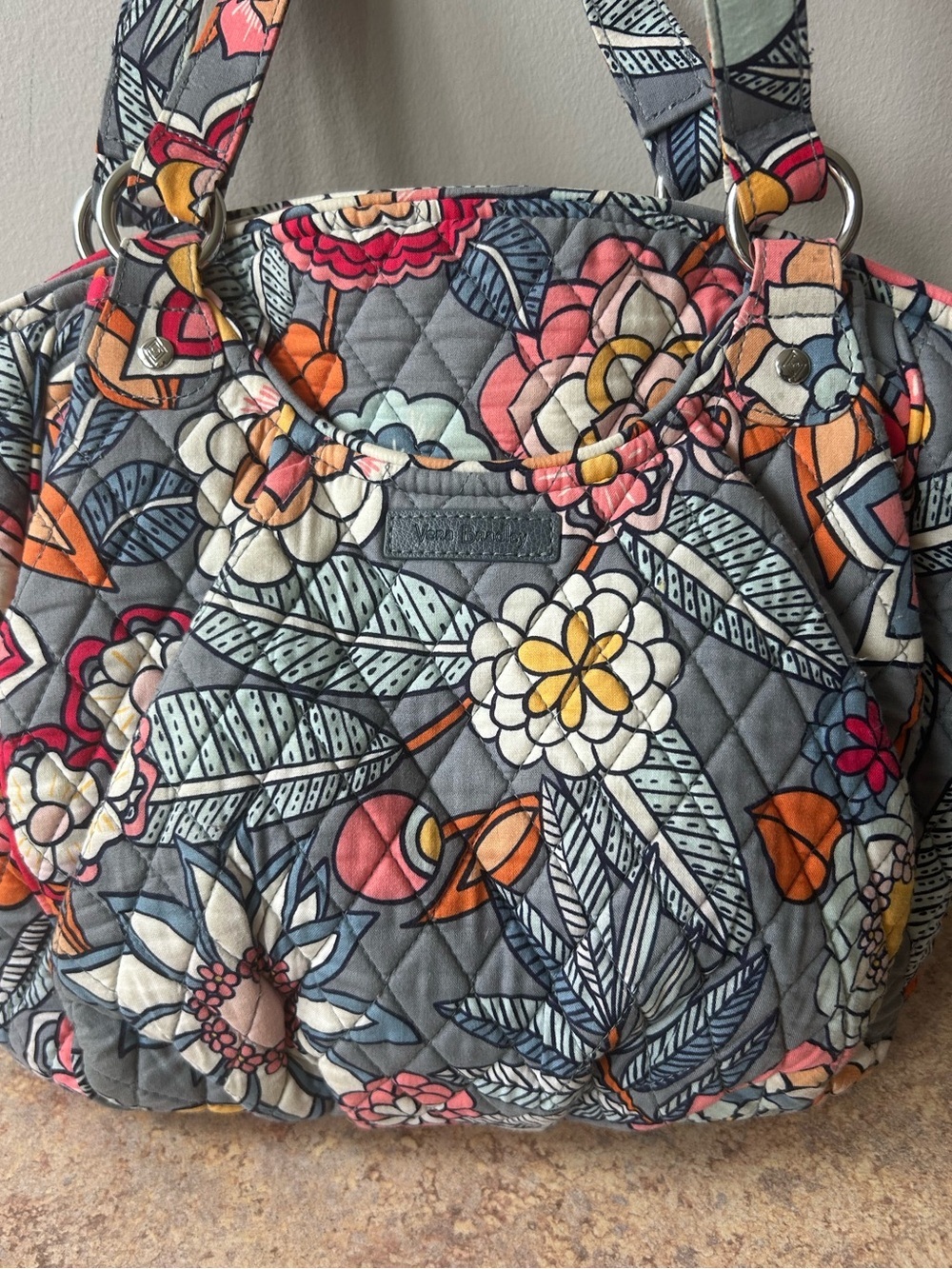 Vera Bradley Like New Retired Tropical Pattern Spacious Shoulder Purse - Picture 2 of 10